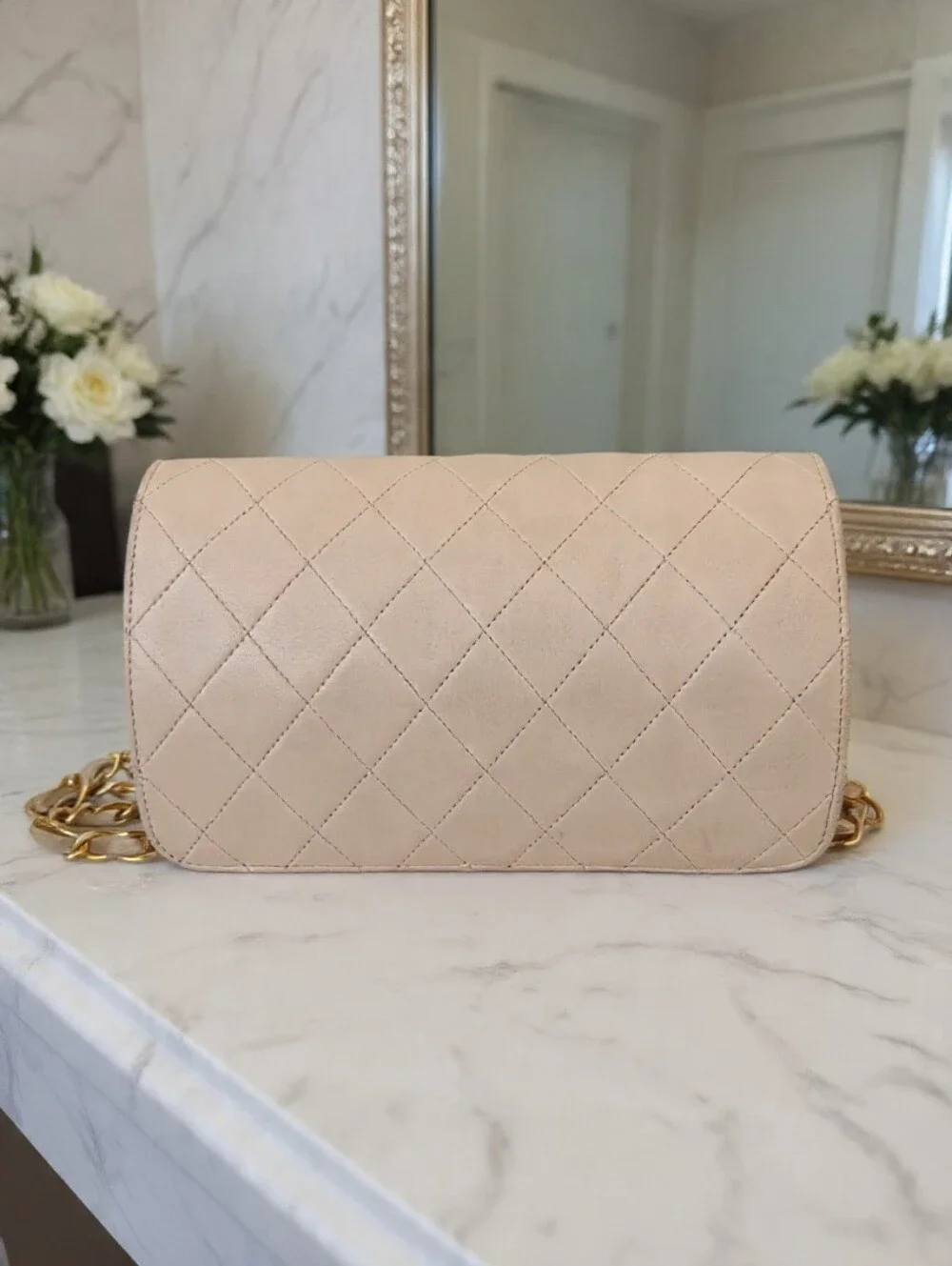 Chanel Vintage Small Full Flap Beige Lambskin 24K Gold Plated ✨ COA - Picture 11 of 15